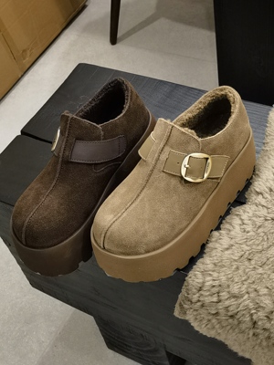 厚底真皮勃肯鞋女款秋冬季新款时尚休闲一脚蹬乐福鞋单鞋4302
