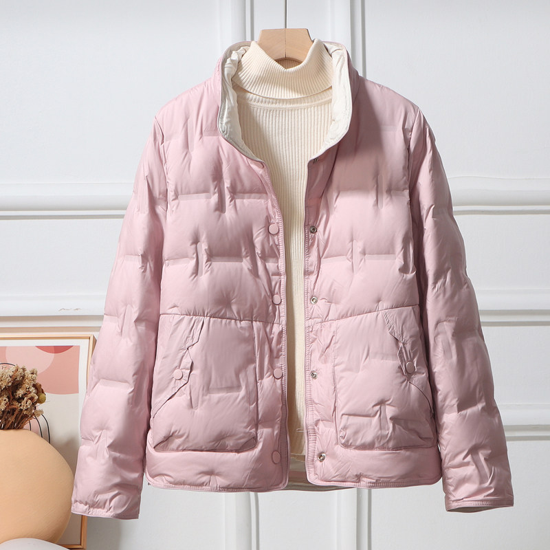 轻薄短款双面穿羽绒服女2025秋冬新款韩版时尚显瘦白鸭绒保暖外套,女装/女士精品,羽绒服,淘宝优惠券,粉丝福利购,淘宝优惠卷