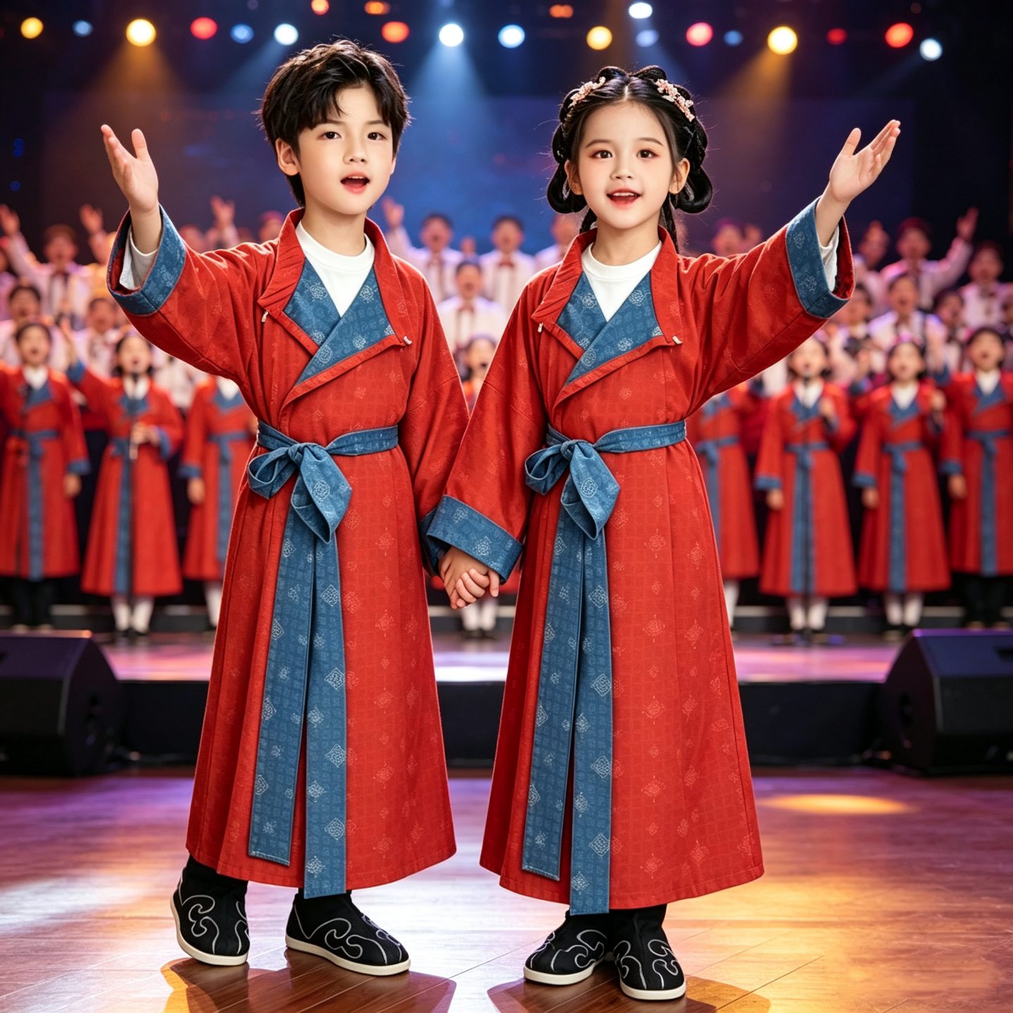 六一儿童合唱服演出服国风中小学生诗歌演讲大合唱礼服朗诵表演服