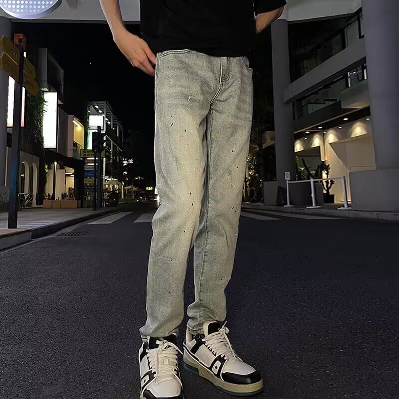 潮牌轻奢风男百搭直筒字母印花九