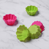 7cm花朵 出口法国 马芬杯 布丁模 4枚可入烤箱蒸锅 硅胶蛋糕杯