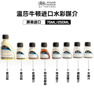 温莎牛顿水彩媒介剂留白液阿拉伯树胶牛胆汁沉淀调和缓干肌理珠光