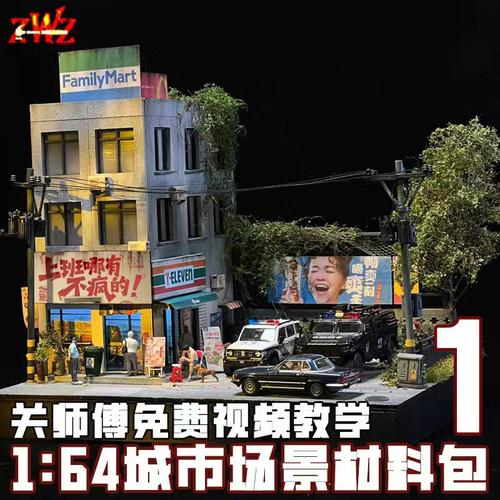 ZWZ造物者模型材料关师傅1:64城市场景套装汽车模型场景DIY高达