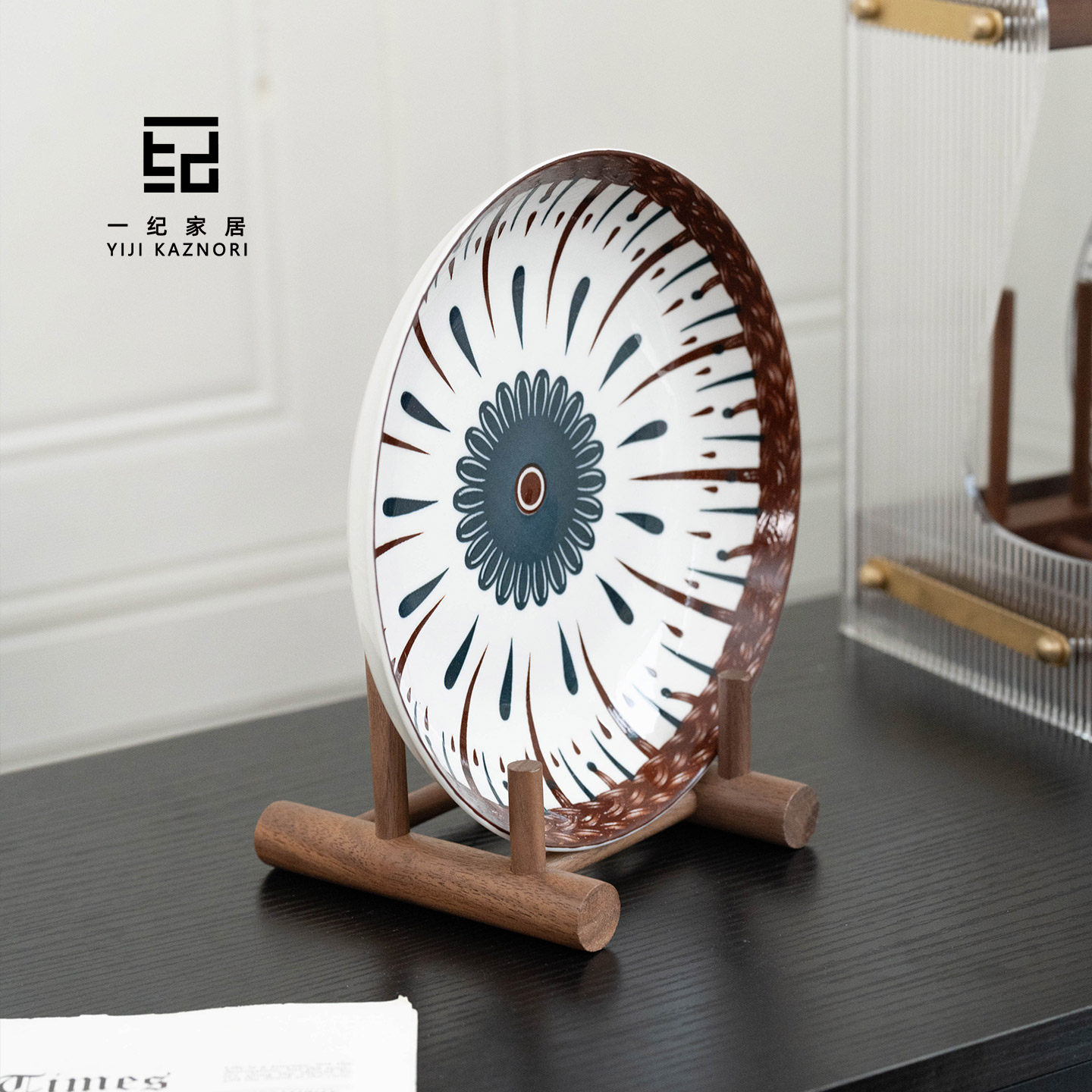 盘子展示架实木工艺品陈列架