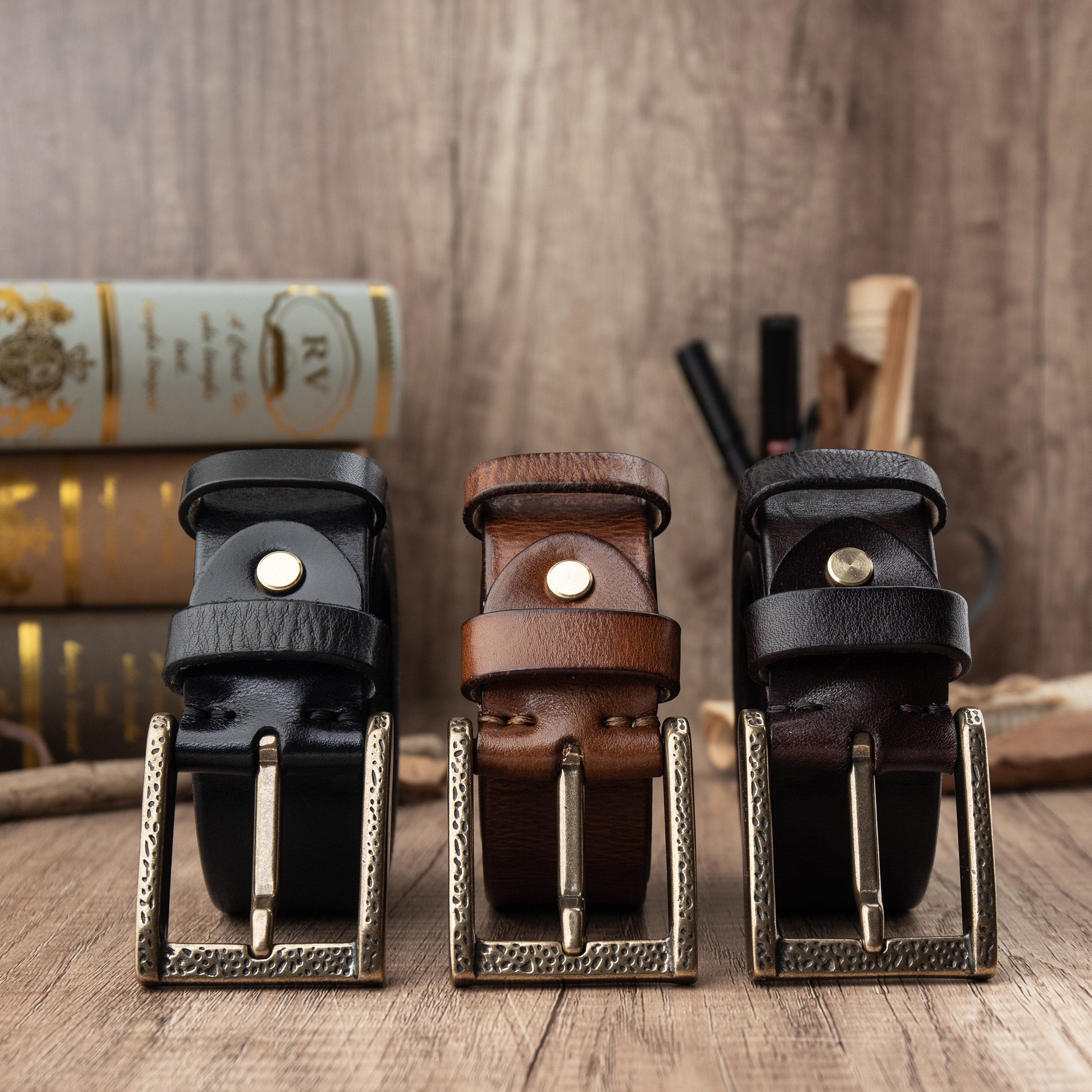 头层牛皮复古黄铜扣头男士腰带纯牛皮真皮时尚百搭皮带裤腰带针扣