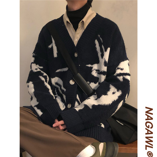 毛衣nagawl加厚开衫V领