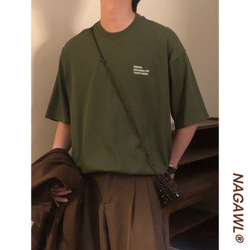 NAGAWL夏季美式复古潮牌休闲风百搭宽松简约圆领短袖T恤上衣男女