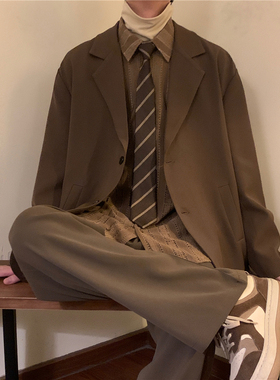 NAGAWL秋季美拉德复古宽松西装外套男女高级感痞帅西服上衣慵懒风
