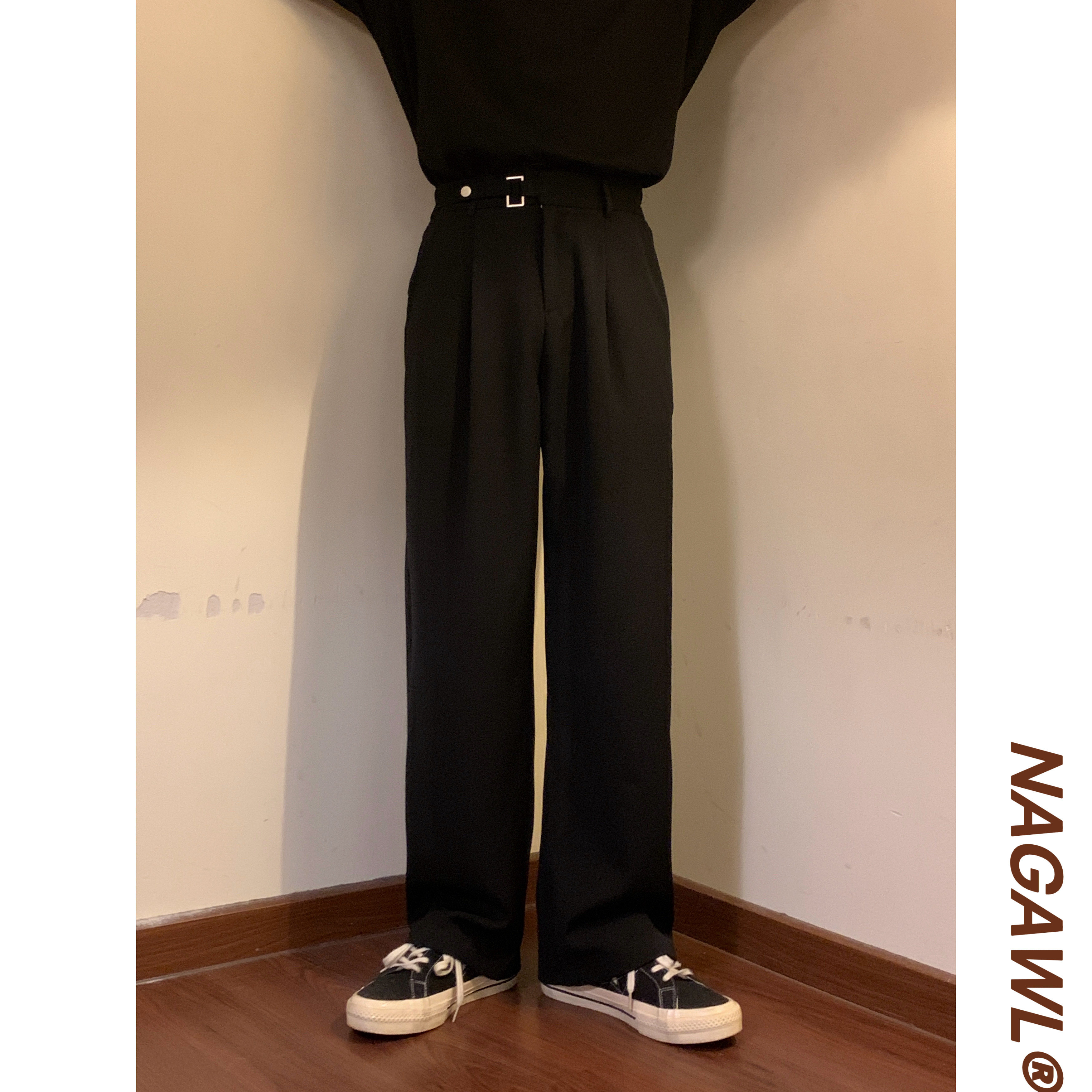 NAGAWL2026夏季新款美式复古潮牌直简纯色垂感休闲百搭西裤长裤男图片