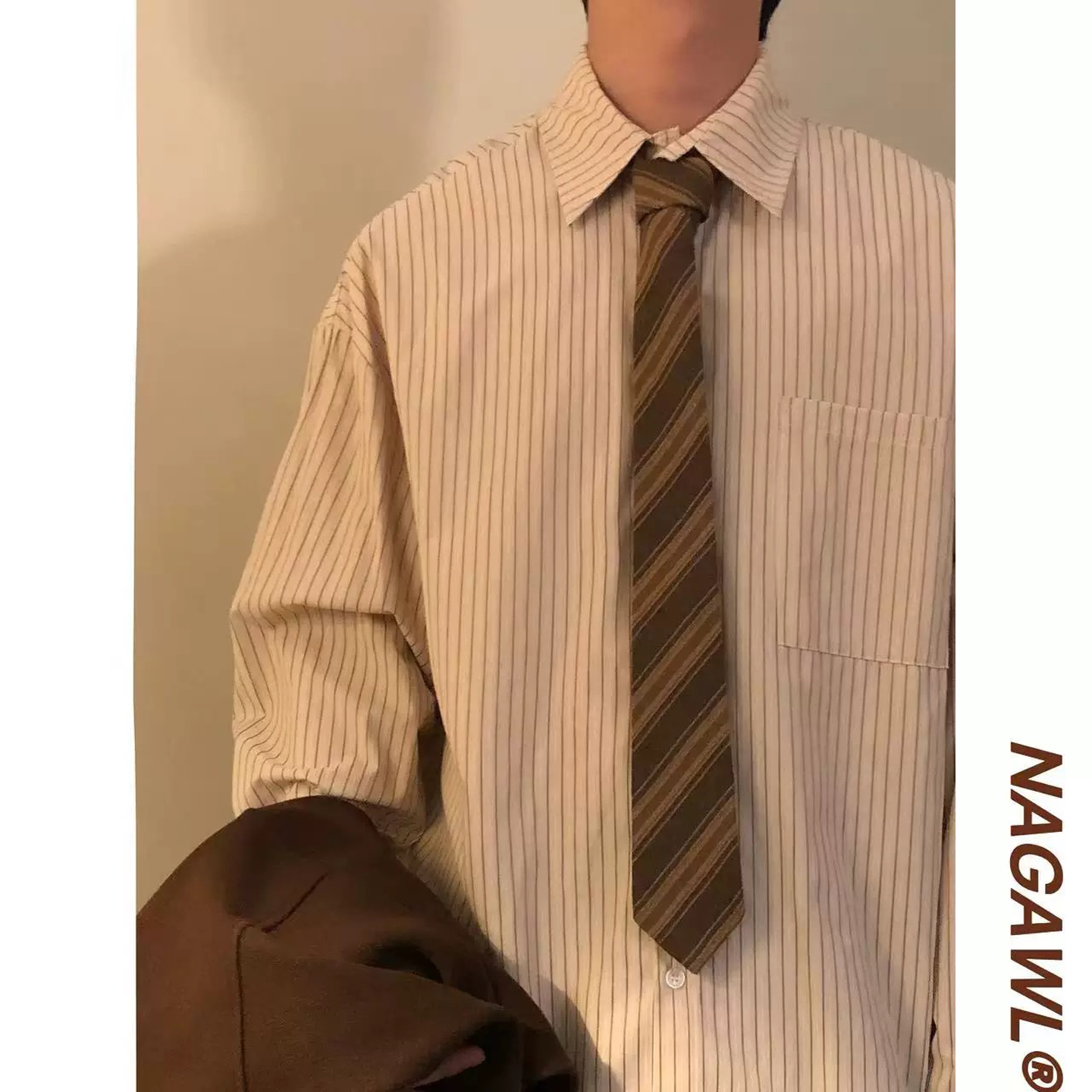 NAGAWL搭配神器潮牌美式复古休闲百搭学院风帅气条纹领带配饰男女