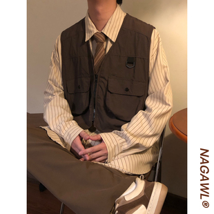 无袖 短款 背心马甲上衣外套男 日系复古潮牌百搭叠穿工装 NAGAWL秋季