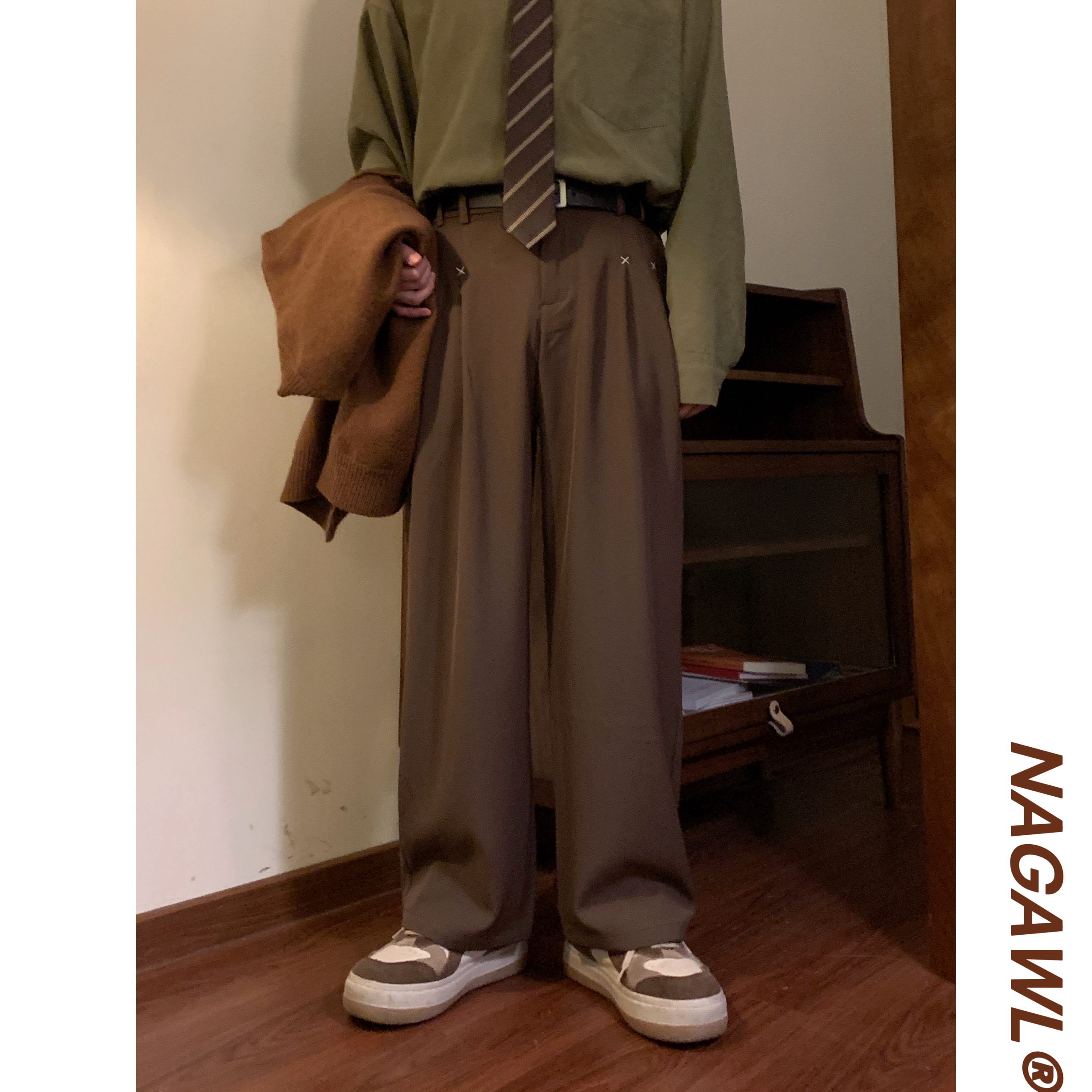 NAGAWL阔腿裤秋冬直筒裤宽松