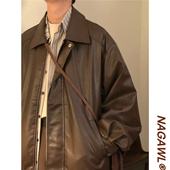 NAGAWL秋季 美式 复古油蜡宽松街头港风潮牌机车皮衣外套男休闲夹克