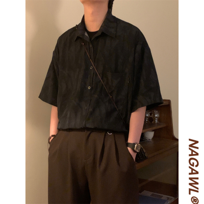 NAGAWL2025夏季新款美式复古宽松潮牌高街高级感短袖衬衫上衣男女