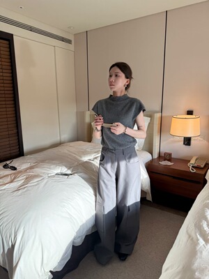 现货Allin正品25早秋半高领针织短袖上衣