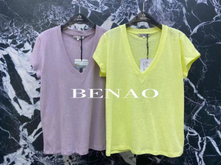 深圳南油BENAO本奥V领法式 T恤 简约风百搭舒适棉质短袖