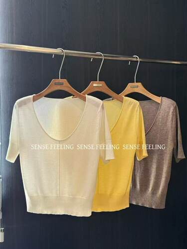 Sense Feeling2026春夏新款老钱松弛针织小短袖