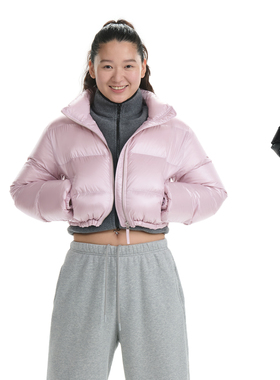 RA everyday 立领短款面包羽绒服 酒红/淡粉/黑色