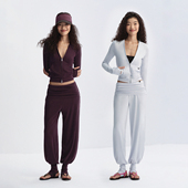 紫色 黑色 时髦轻运动堆堆腰踩脚羊腿裤 奶蓝色 everyday