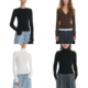 everyday 黑色 奶油 天丝羊毛长袖 咖色 打底弹力修身 T恤 白色
