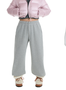 RA everyday “散步”宽松可束脚加绒卫裤 黑色/花灰/白色