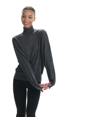 RA everyday 蝙蝠袖高领纯羊毛上衣 黑色/深灰