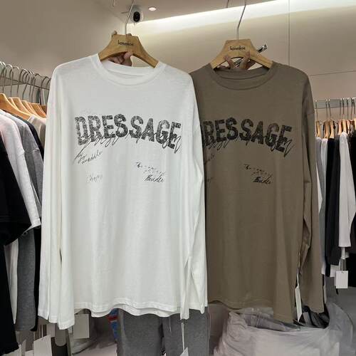 字母图案宽松长袖T恤百搭上衣