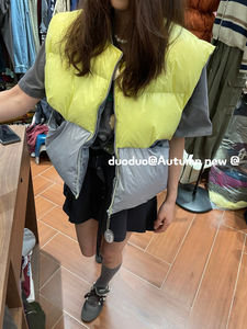 DUODUO 圆领拼色夹棉短款马夹背心外套面包服