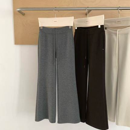 秋冬新款抽绳松紧腰纯色高级感微叭显瘦加绒休闲裤卫裤7667