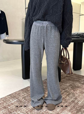 3R3 抽绳松紧腰纯色微叭显腿长休闲裤卫裤66252