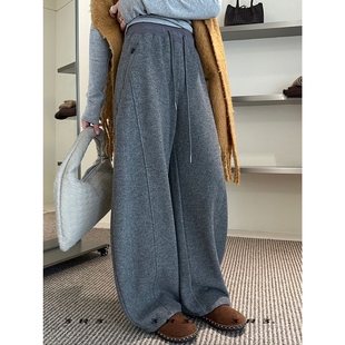 69207 3R3 休闲裤 弯刀裤 抽绳松紧腰纯色高级感宽松阔腿加绒卫裤