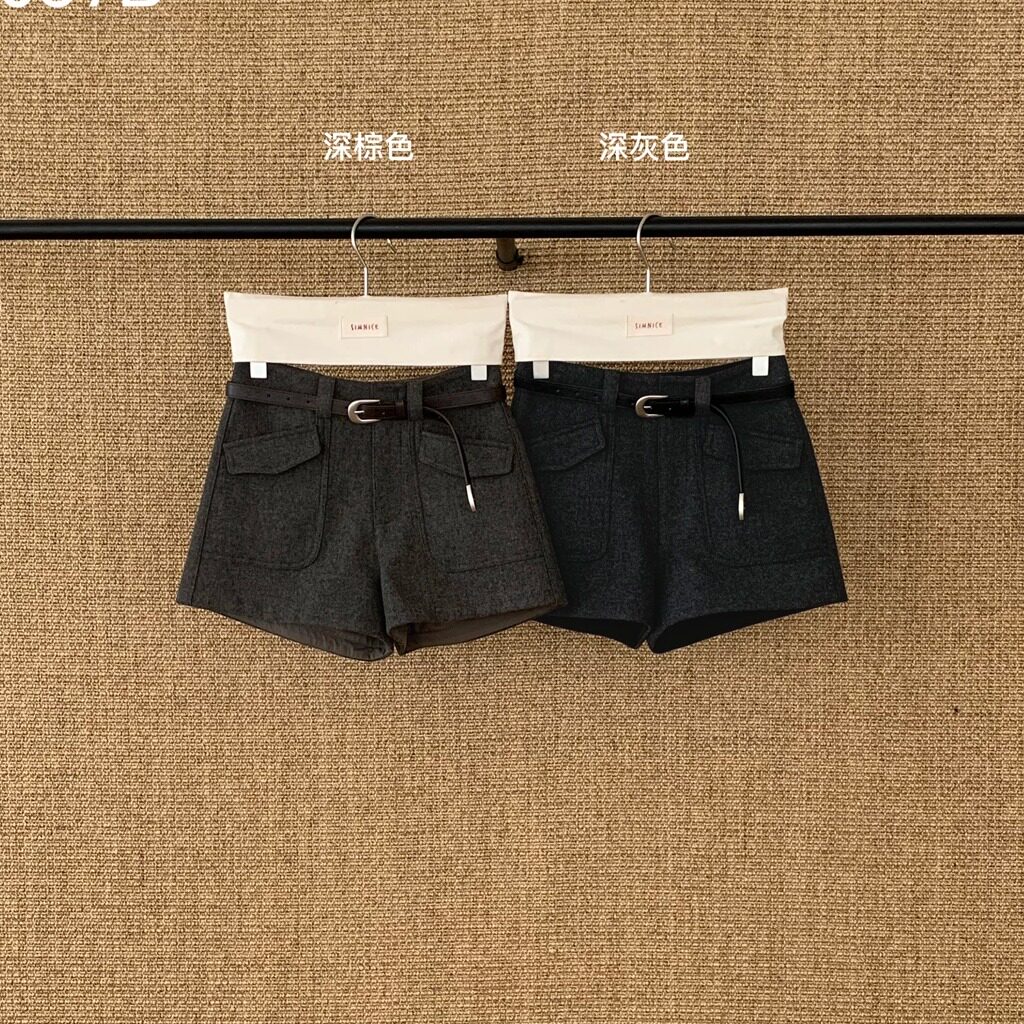高腰短裤靴裤工装裤9057