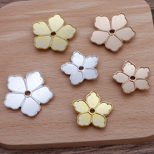 DIY饰品配件合金滴胶花朵古风汉服头饰珐琅烧蓝仿点翠螺钿底胎