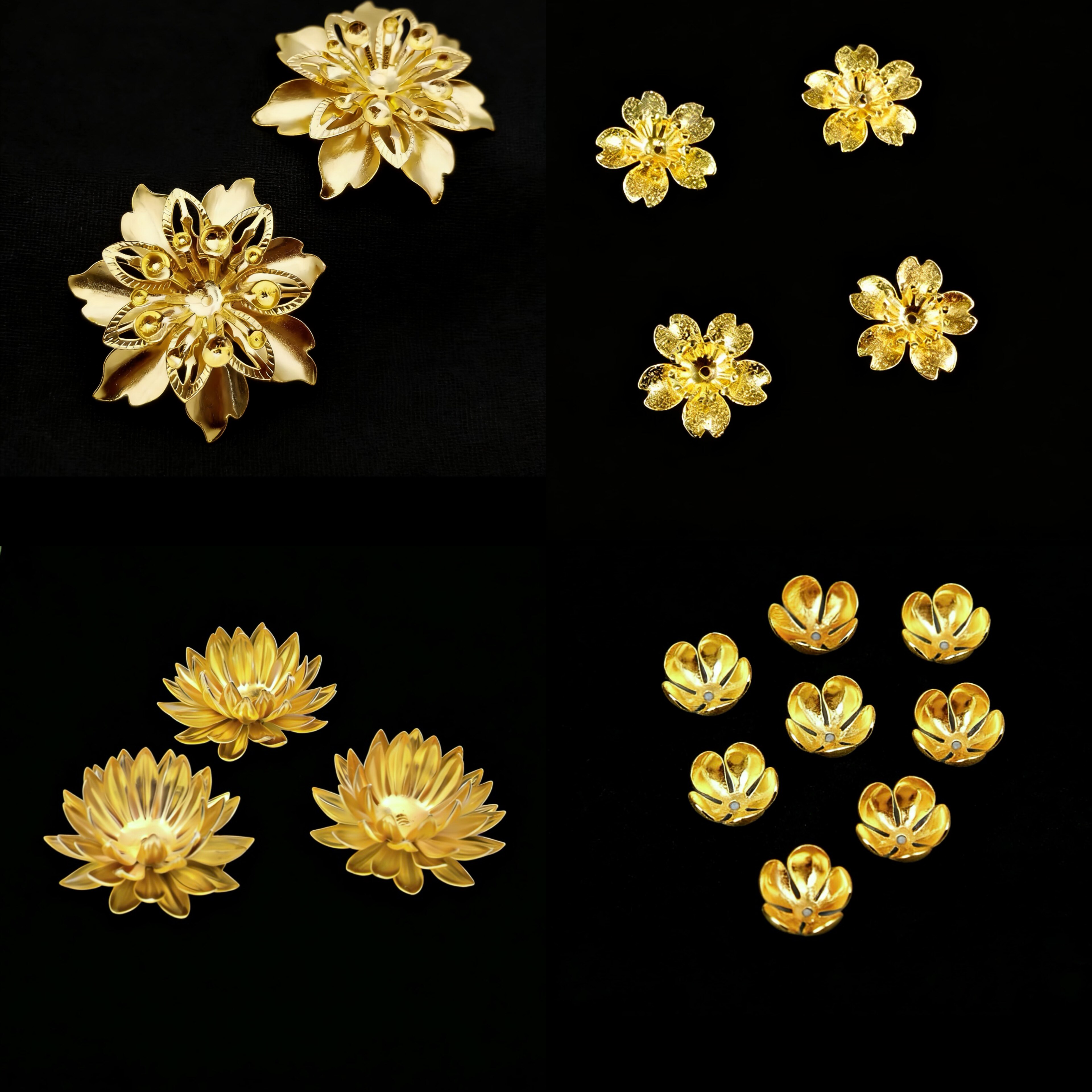 diy配件合金花枝汉服自制手工发饰材料莲花云朵扇形