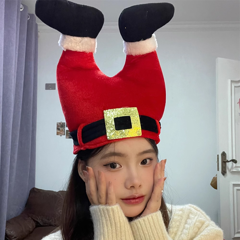 搞怪裤腿圣诞帽儿童圣诞节装饰