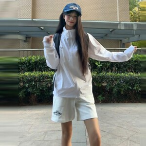 立领宽松插肩袖防晒衣女款夏2025新款轻薄透气凉感拉链防晒服外套