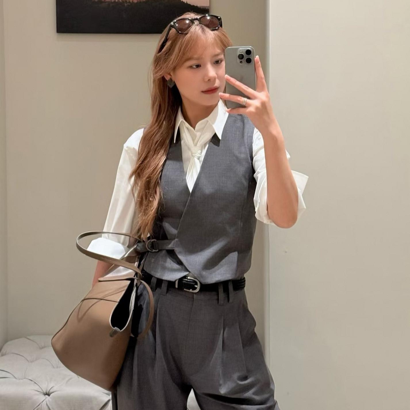深圳南油老钱风BC羊毛真丝马夹修身小马甲女背心BC马甲女背心