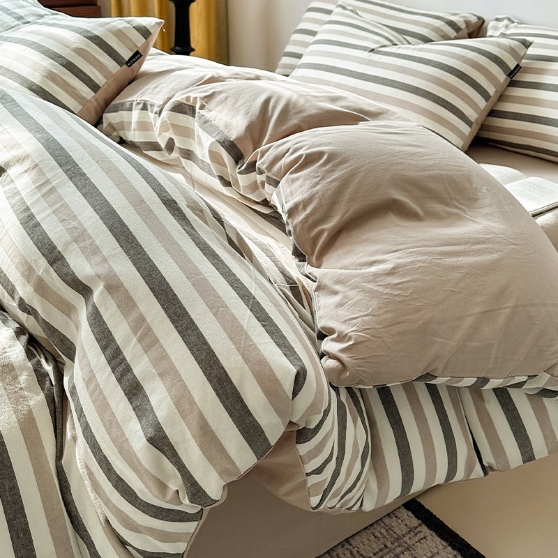 澳洲四件套king双拼ab被套英国double床单床笠款全棉色织美国full