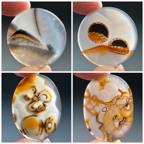 海洋玉髓天然原石打磨象形巴玉玛瑙奇石人物风景画面图案石牌015