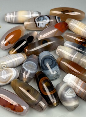 天然玛瑙天珠短珠小珠配珠原石手工打磨颈饰吊坠象形眼睛石 009