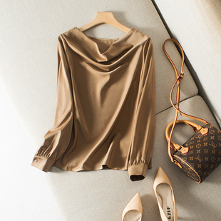 日系高端醋酸衬衫女设计感小众绸缎雪纺垂坠复古港味时尚洋气衬衣