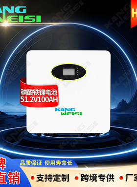 太阳能磷酸铁锂电池5度电光伏储能电池51.2v100ah 家用壁挂锂电池