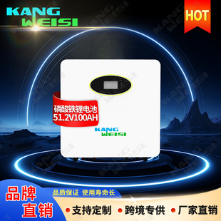 太阳能磷酸铁锂电池5度电光伏储能电池51.2v100ah 家用壁挂锂电池