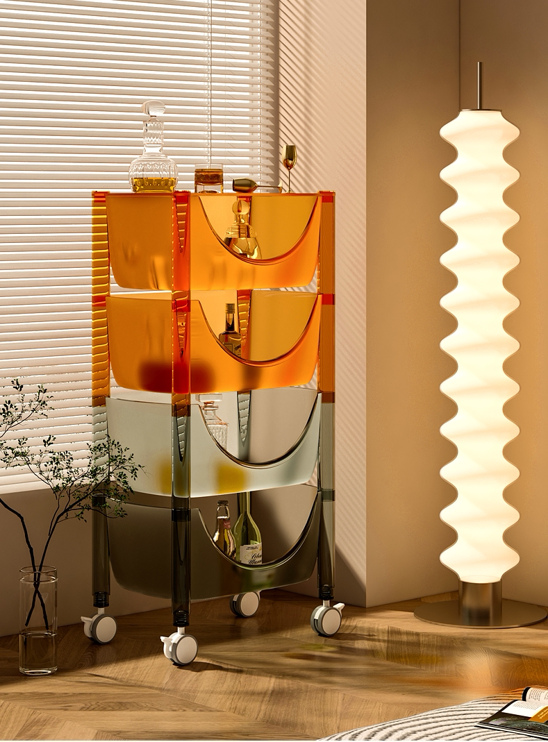 北欧厨房置物架零食蔬菜小推车家用多功能亚克力多层可移动收纳架