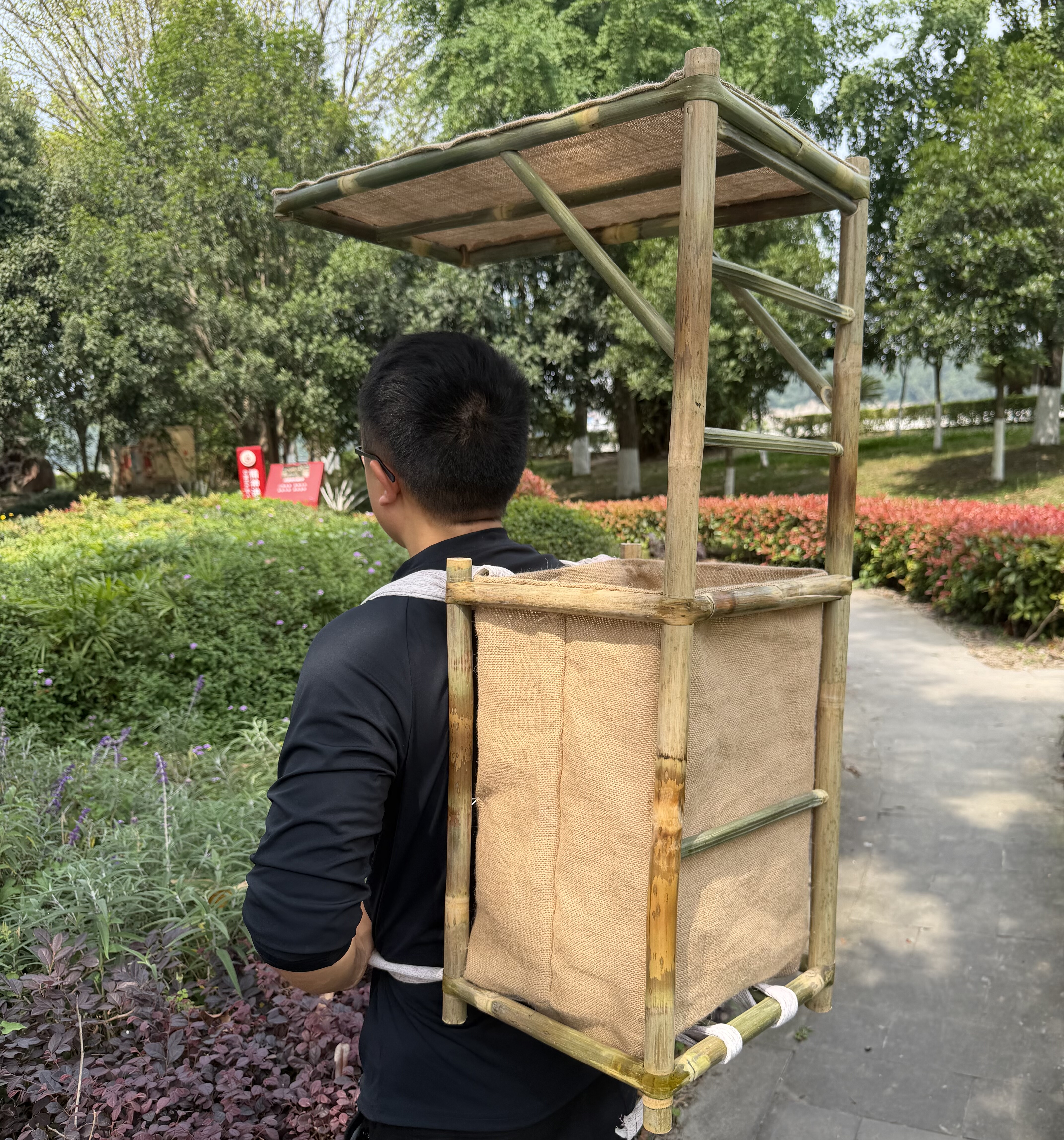 竹制背书行脚僧徒步书生背包书童道具背篓宁采臣状元古代古装背椅
