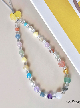 STORY OWL【糖果乐园】原创ins天然白水晶蜜蜡多宝手机链手腕挂绳