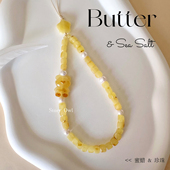 小众高级感原创天然珍珠蜜蜡可爱小熊手机链手腕挂绳 黄油年糕