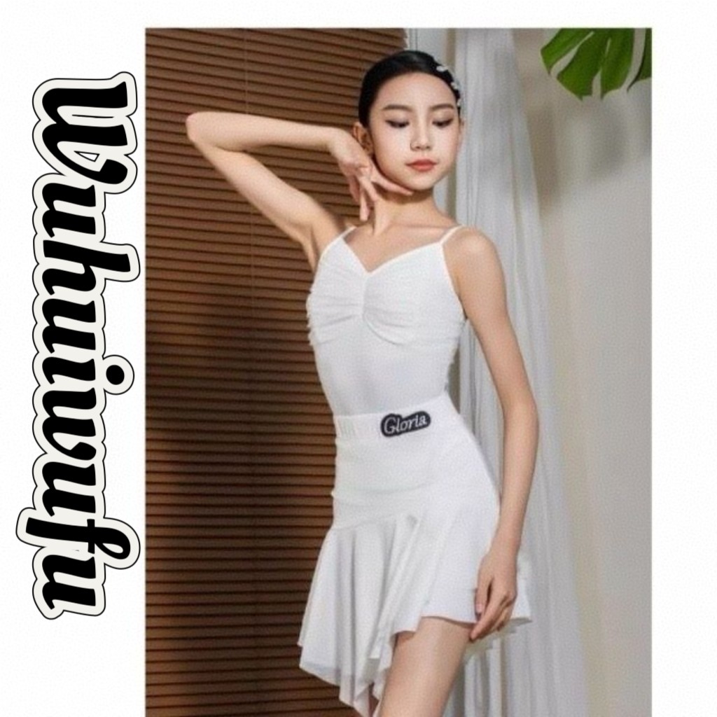 舞慧拉丁舞服女少儿春夏新款吊带上衣网纱裙套装表演出训练功服