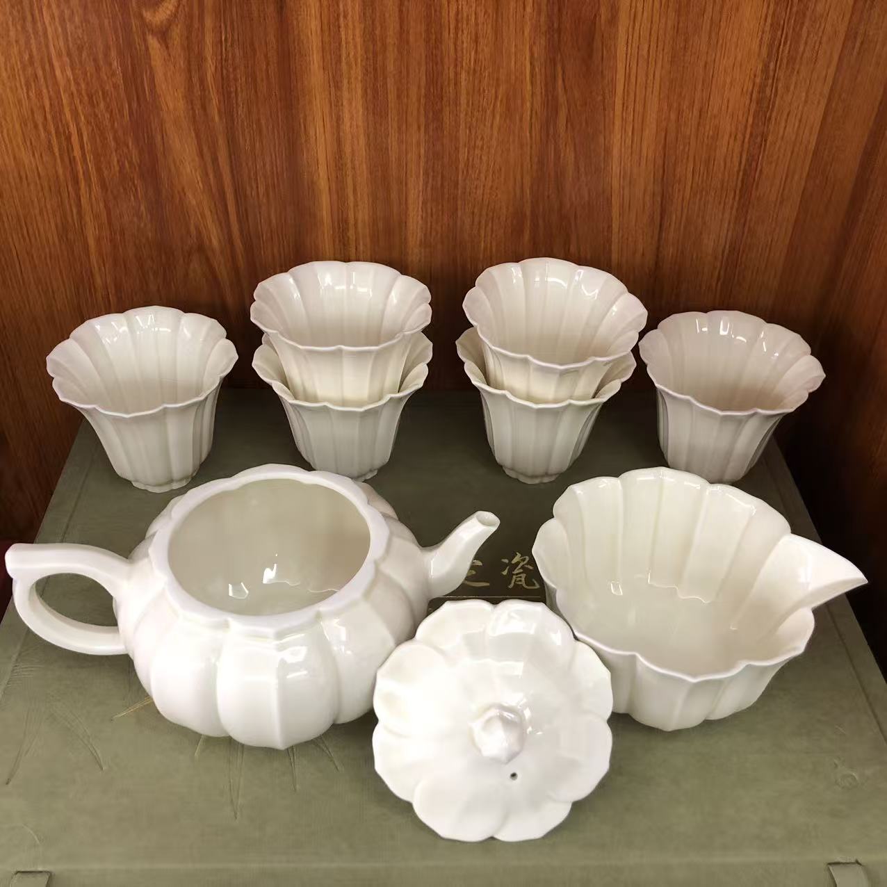 定瓷《瓜棱逸韵》套组茶具