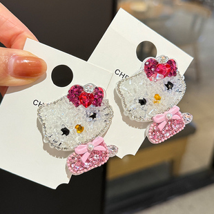 满钻hellokitty可爱发夹少女刘海碎发整理夹子头饰边夹卡通鸭嘴夹